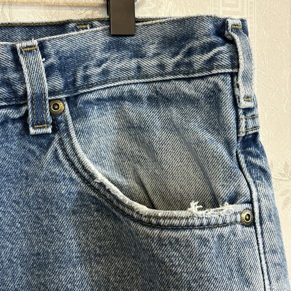 Carhartt Jeans Men 36x32 Flannel Lined B172 DST Relaxed Fit Work Distressed Worn - Picture 4 of 16